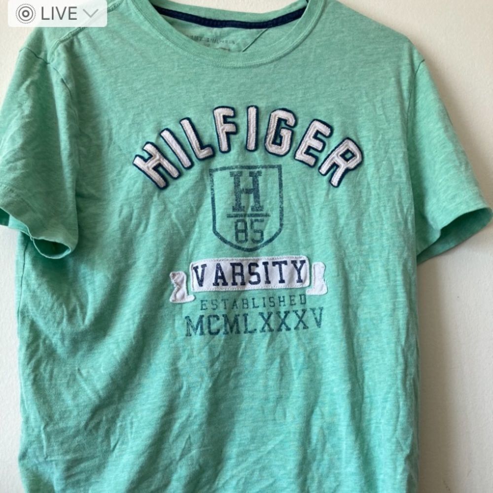 Mens Green Tommy Hilfiger Varsity Tshirt